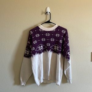 Cabin creek sweated, size large, purple and white with snowflake details!